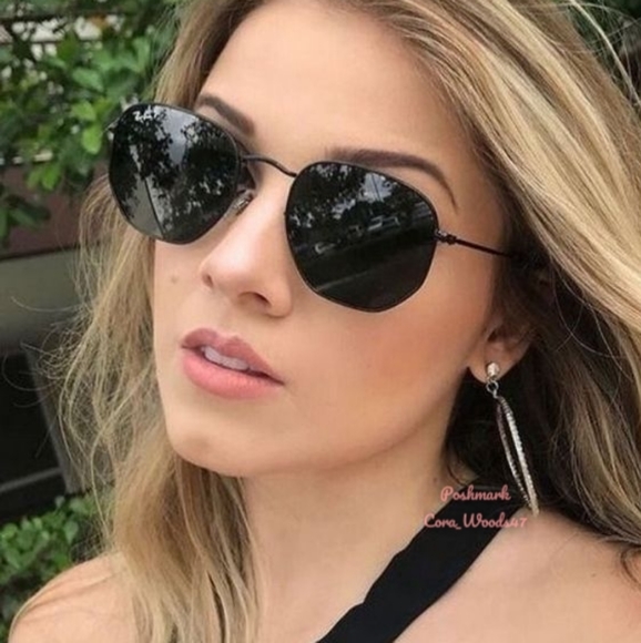 RayBan Hexagonal Black Lenses RB3548N Black Frame Unisex New - Picture 16 of 16